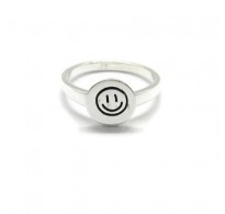 R001905 Stylish Sterling Silver Ring Stamped Solid 925 Emoticon Smile Handmade